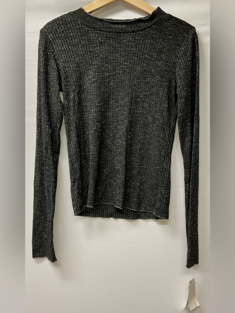 Brand New-Ten Sixty Sherman Long-Sleeve Ribbed Knit Top in Charcoal